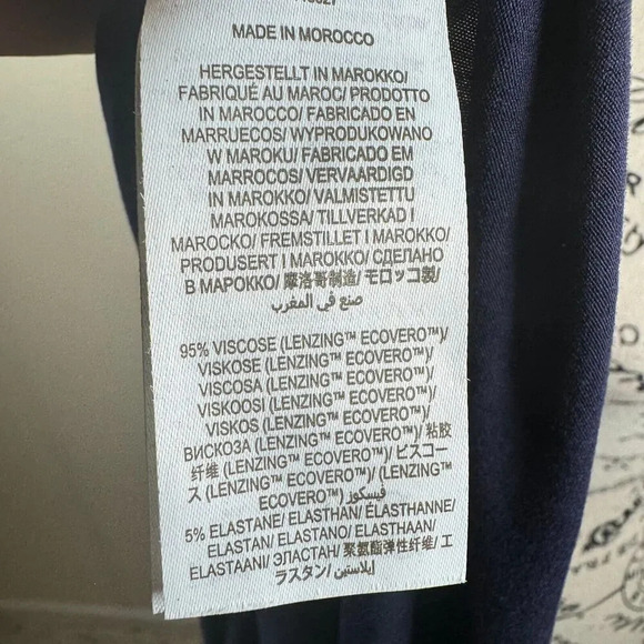 Boden Jersey Knit Long Sleeve Navy Blue Maxi Long Dress Ruffle Neck Sz 8 - Picture 10 of 11